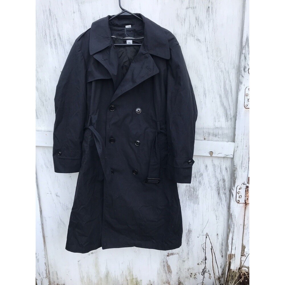 Army Trench Coat Mens 42S Black Lined DSCP Garrison Collection Military 42